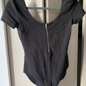 Black scoop neck body suit